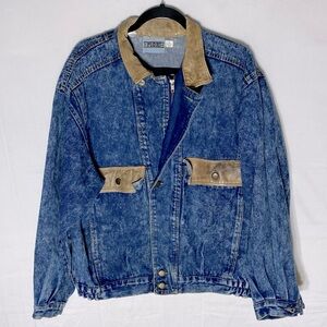 Vintage 80s Fiori Acid Wash Blue Denim Jean Jacket M Festival Streetwear Retro